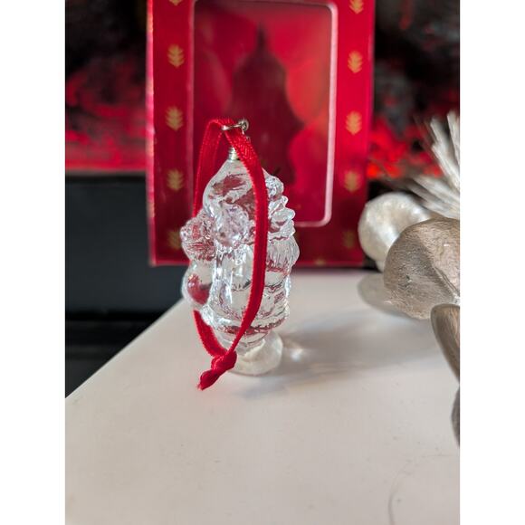 Wallace Lead Crystal Santa Ornament 24% Lead Glass Taiwan 1990s Vintage Holiday - Picture 3 of 9